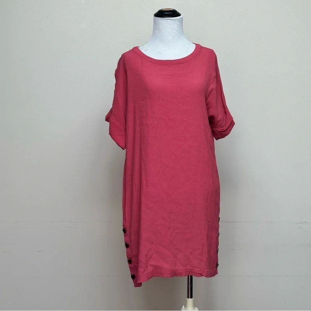 Madewell Journal Side Button Tee Dress Warm Berry Size Small